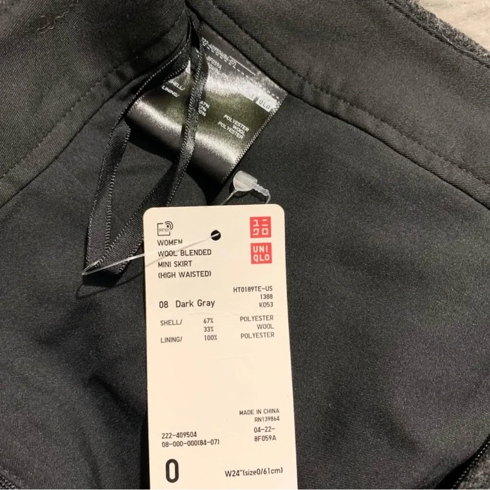 New Uniqlo wool blended women dark gray skirt size 0 - Picture 4 of 9